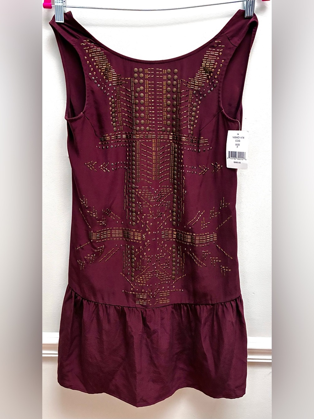 Twelfth Street by Cynthia Vincent Drop Waist Silk Embellished Shift Dress, NWT